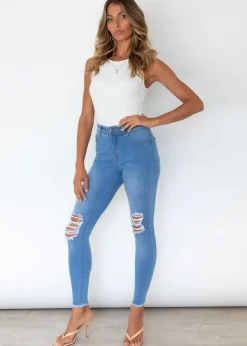 Women Gingham & Heels Jeans><noscript><img width=