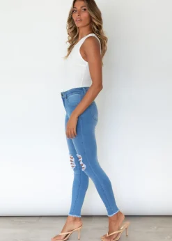 Women Gingham & Heels Jeans><noscript><img width=