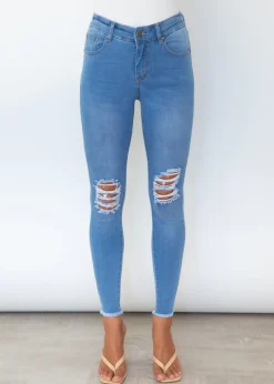 Women Gingham & Heels Jeans><noscript><img width=