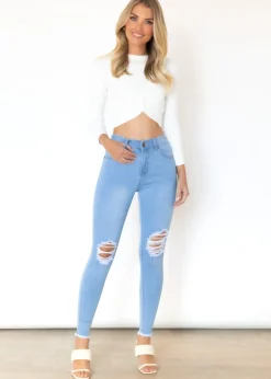 Women Gingham & Heels Jeans><noscript><img width=