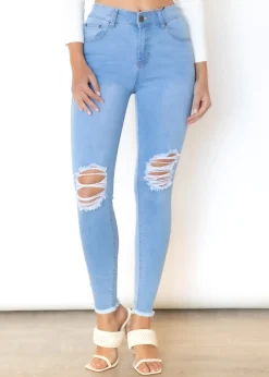 Women Gingham & Heels Jeans><noscript><img width=
