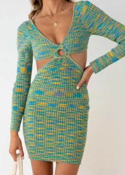 Women Gingham & Heels Knit Dresses>Saga Cut Out Knit Dress