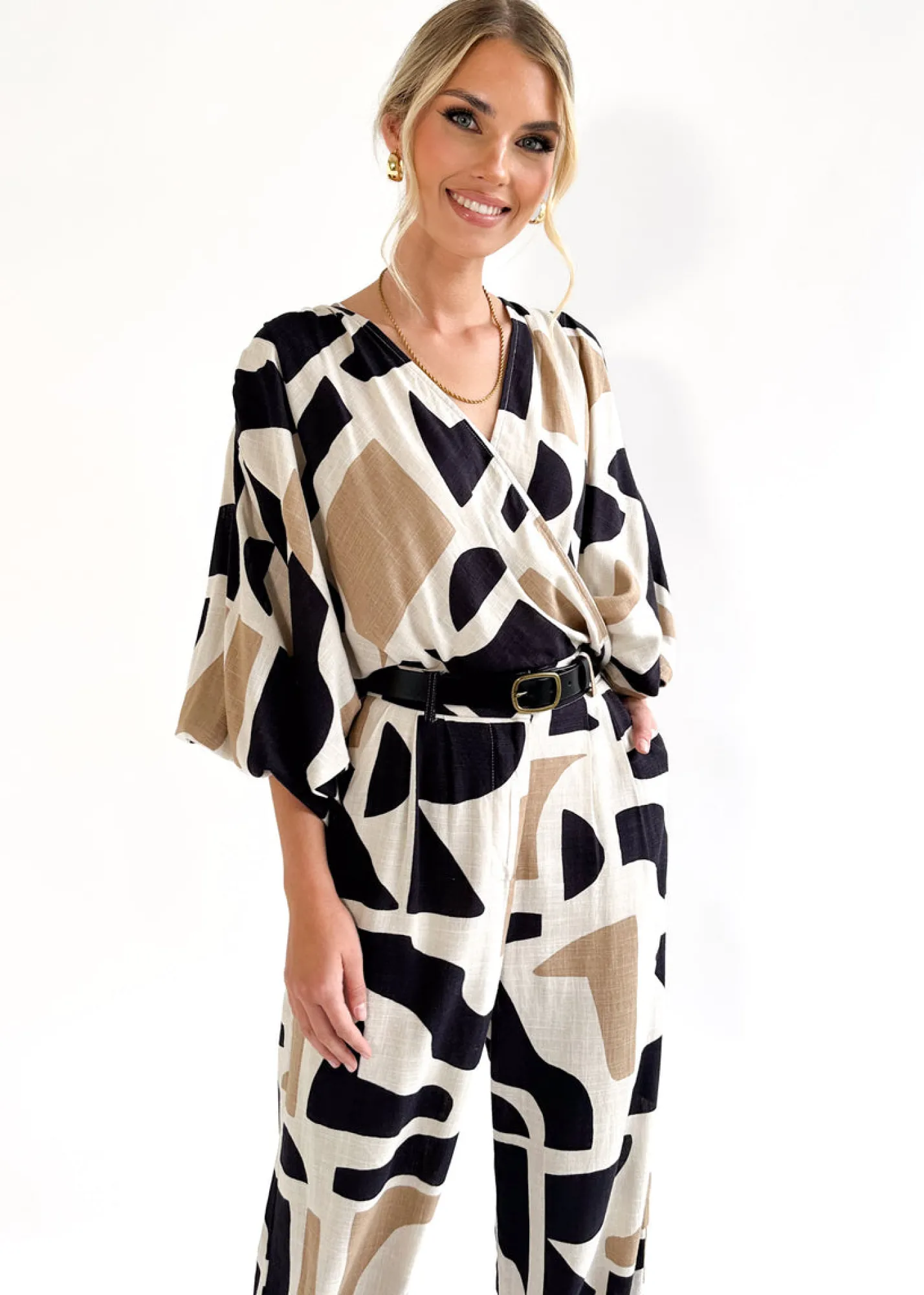Women Gingham & Heels Blouses>Sammy Linen-Blend Blouse