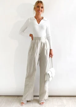 Women Gingham & Heels Pants>Sarita Linen Pants