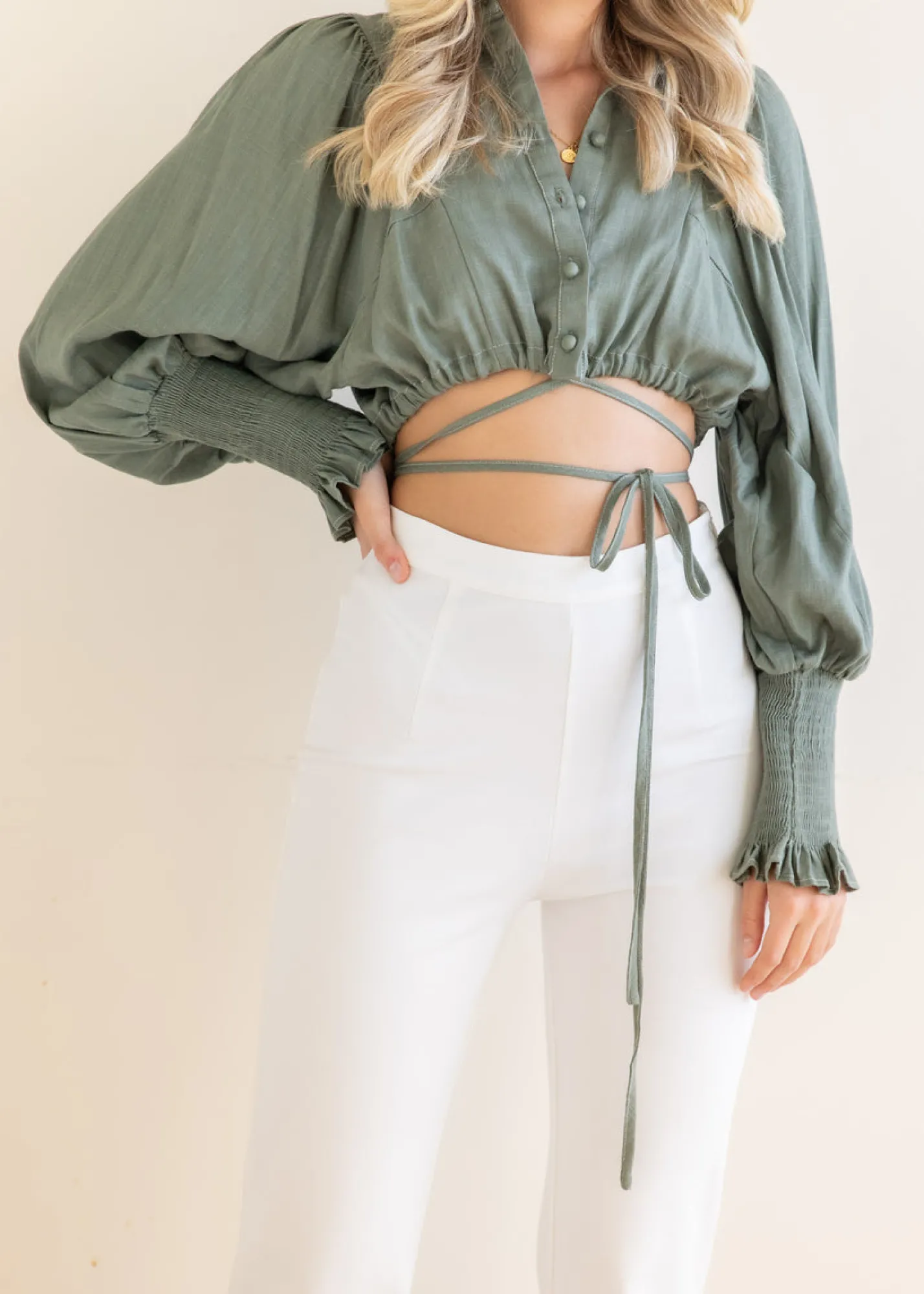 Women Gingham & Heels Blouses>Siara Cropped Blouse