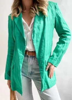 Women Gingham & Heels Sets>Solano Linen Blazer