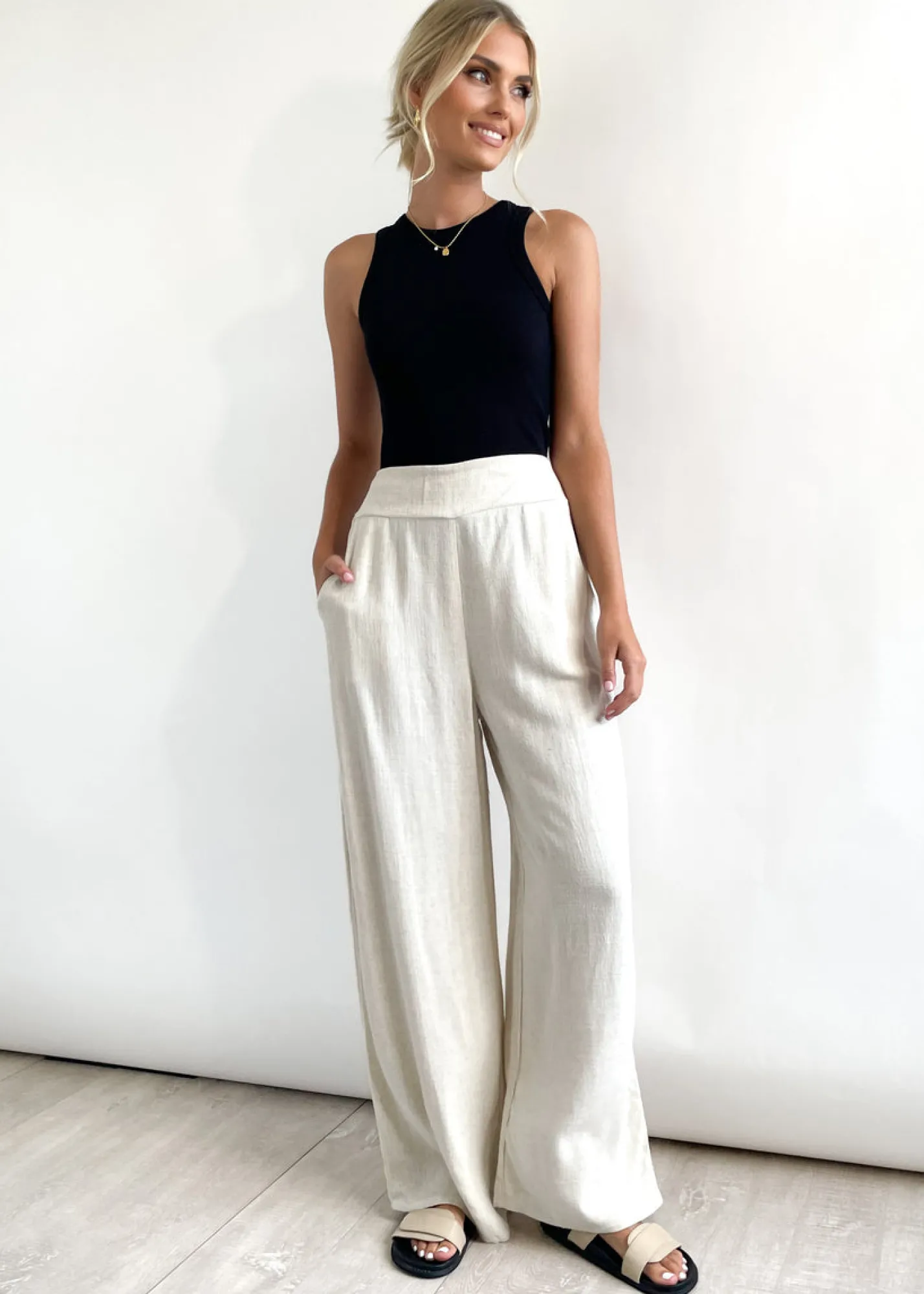 Women Gingham & Heels Pants>Sorento Linen Blend Pants