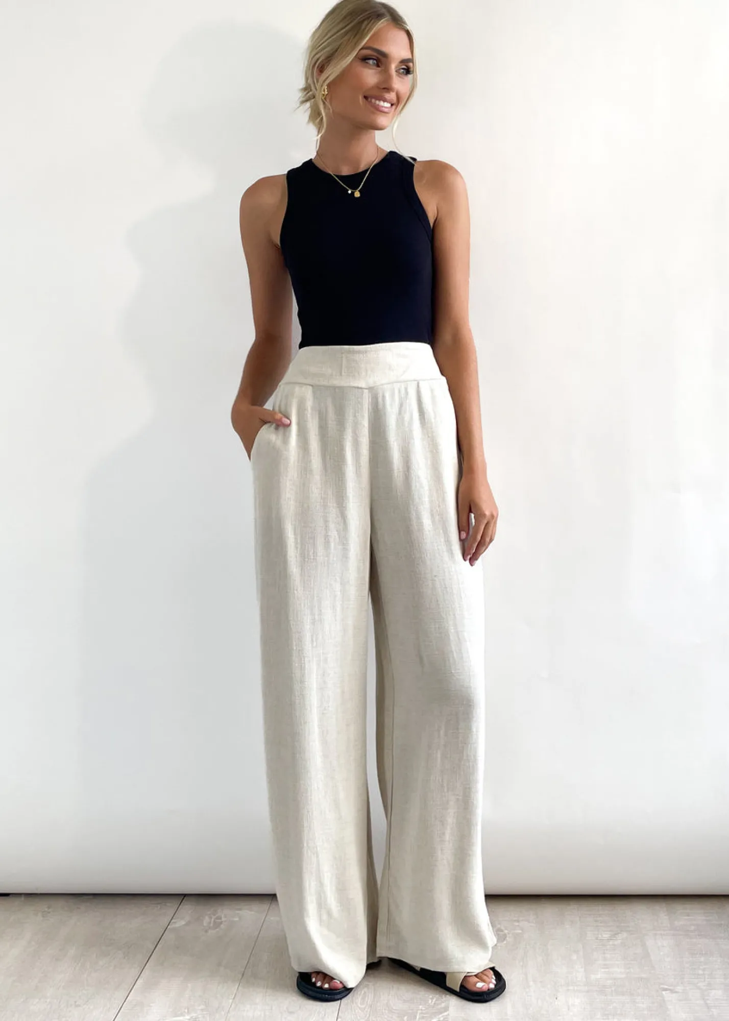 Women Gingham & Heels Pants>Sorento Linen Blend Pants