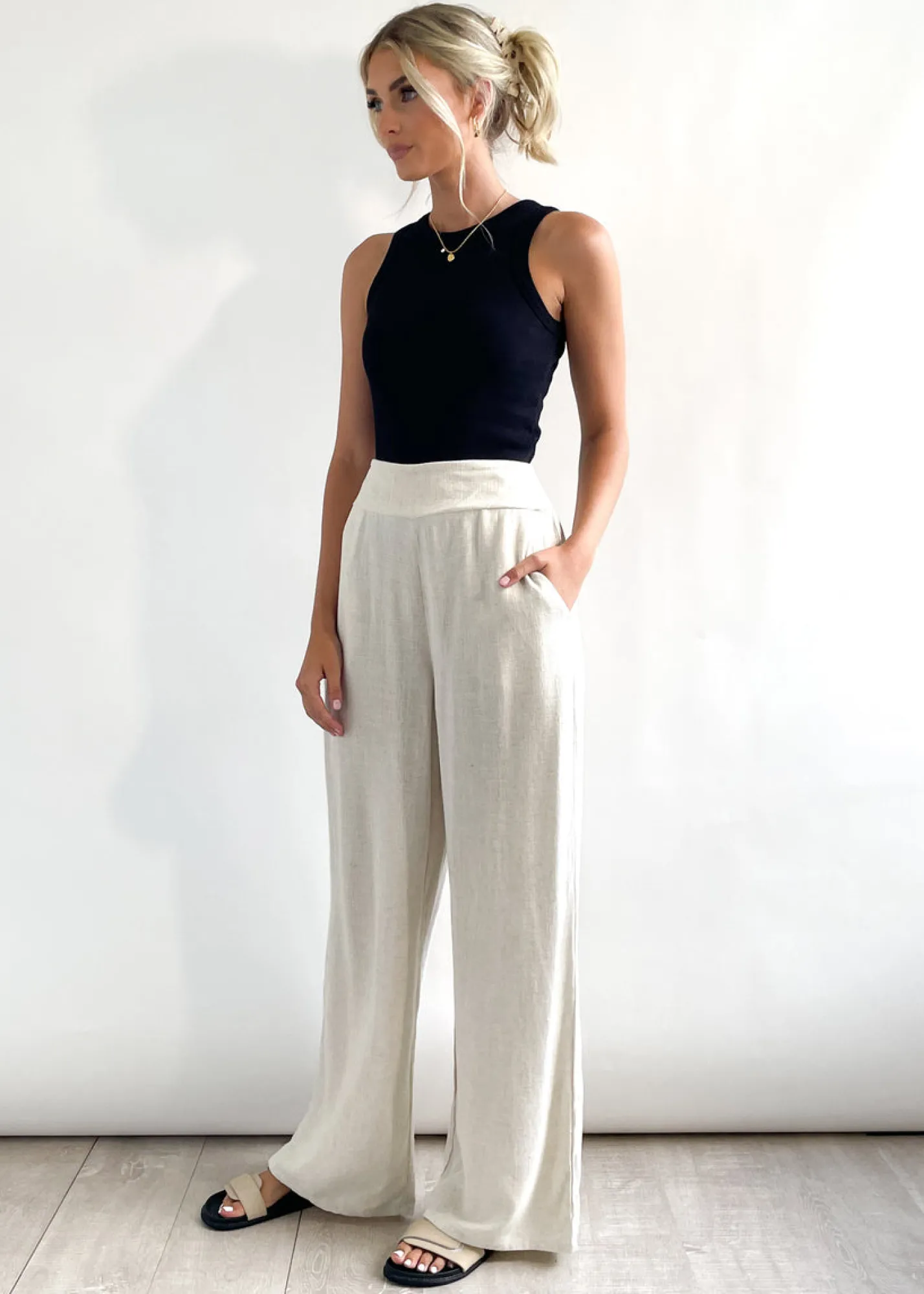 Women Gingham & Heels Pants>Sorento Linen Blend Pants