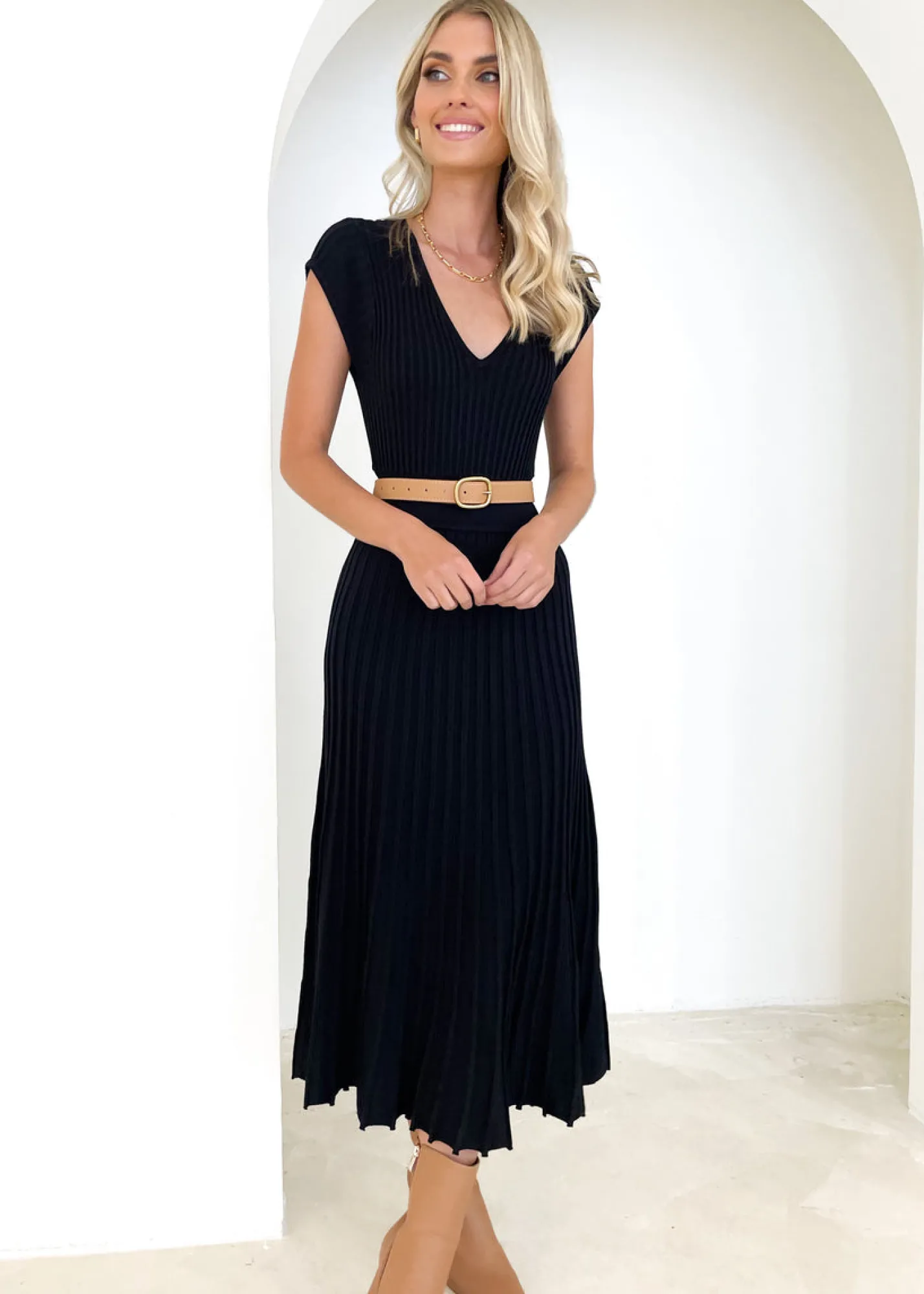 Women Gingham & Heels Knit Dresses>Stasie Knit Midi Dress