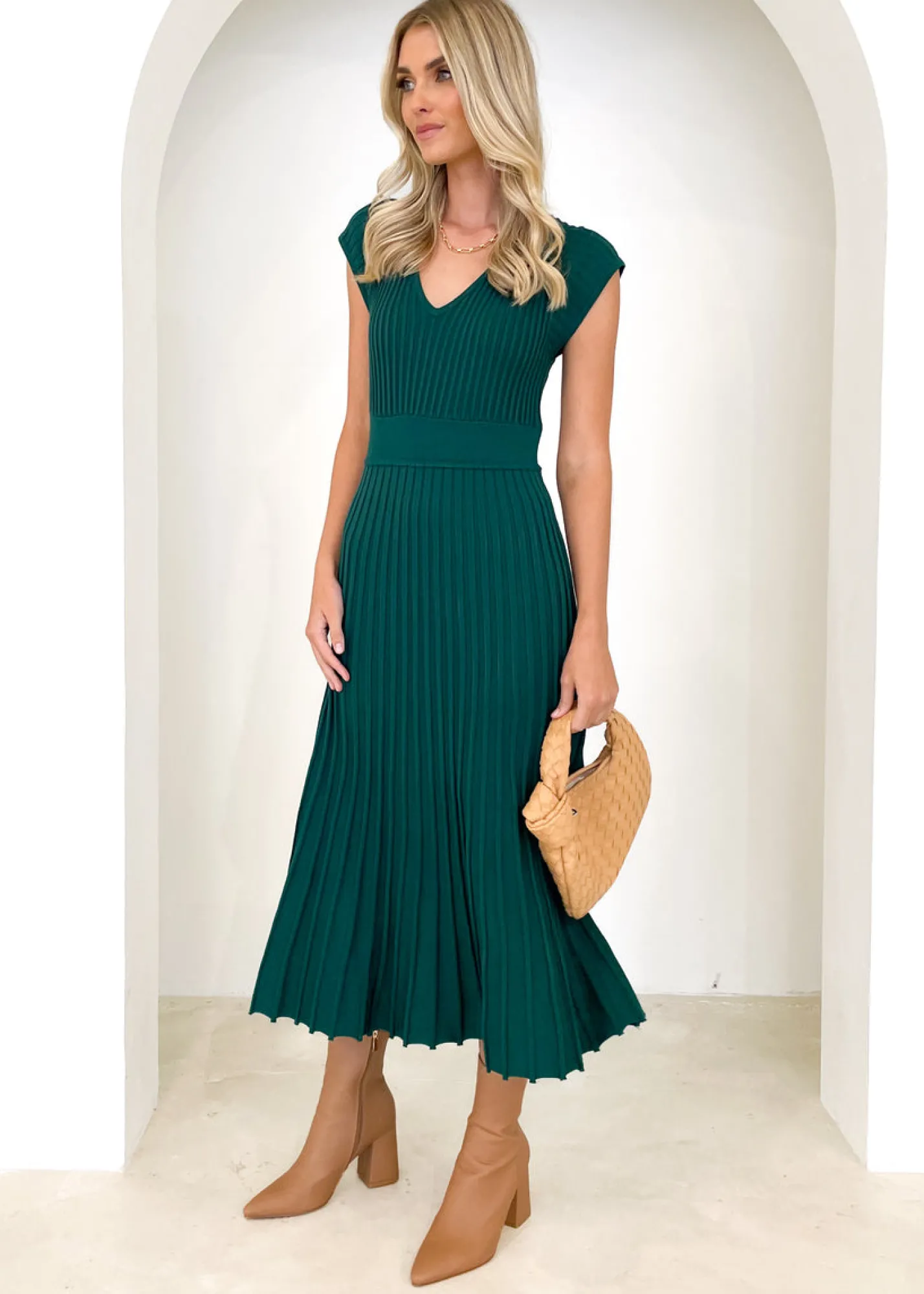 Women Gingham & Heels Knit Dresses>Stasie Knit Midi Dress