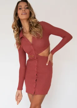Women Gingham & Heels Knit Dresses>Sweet N Simple Cut Out Knit Dress