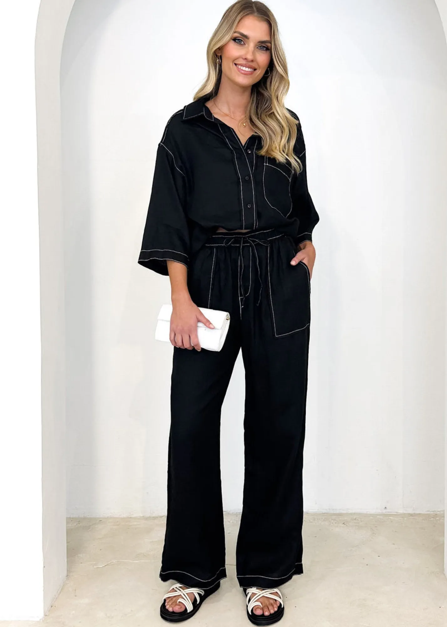 Women Gingham & Heels Pants>Tallulah Linen Pants