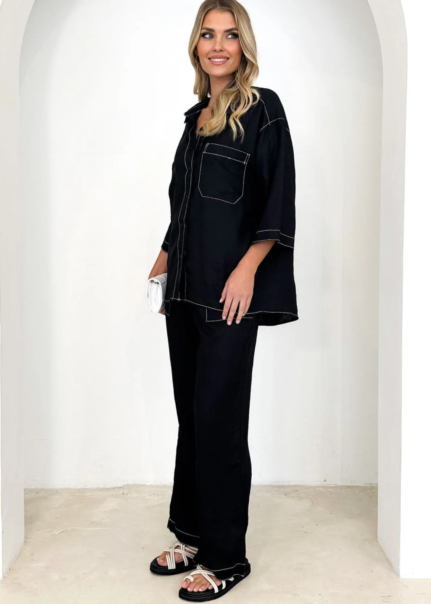 Women Gingham & Heels Pants>Tallulah Linen Pants