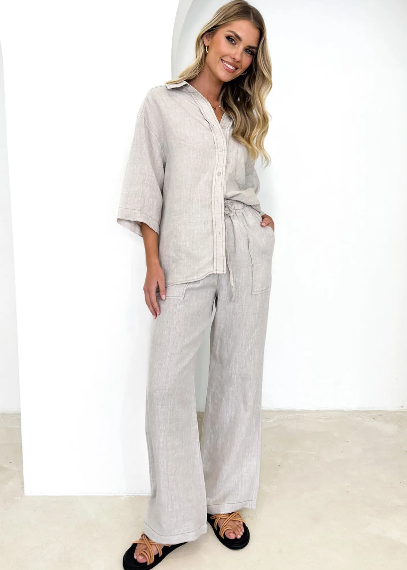Women Gingham & Heels Pants>Tallulah Linen Pants