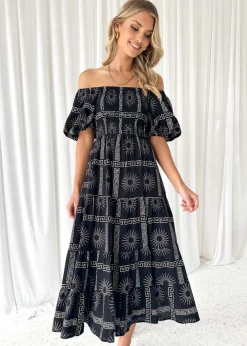 Women Gingham & Heels Midi>Teia Off Shoulder Midi Dress