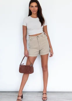 Women Gingham & Heels Basic Tops>Wilkie Ruched Tee