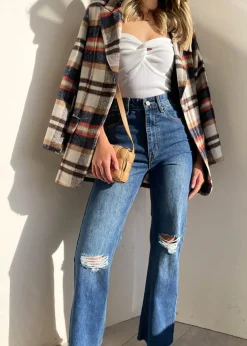Women Gingham & Heels Jeans><noscript><img width=