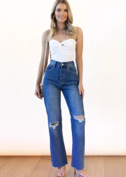 Women Gingham & Heels Jeans><noscript><img width=