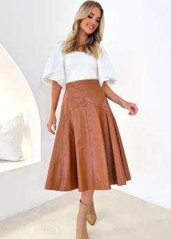 Women Gingham & Heels Skirts>Zelda Pu Midi Skirt