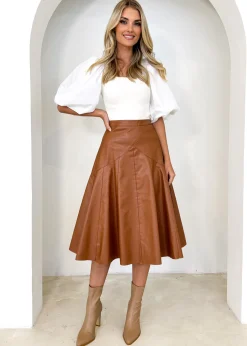 Women Gingham & Heels Skirts>Zelda Pu Midi Skirt