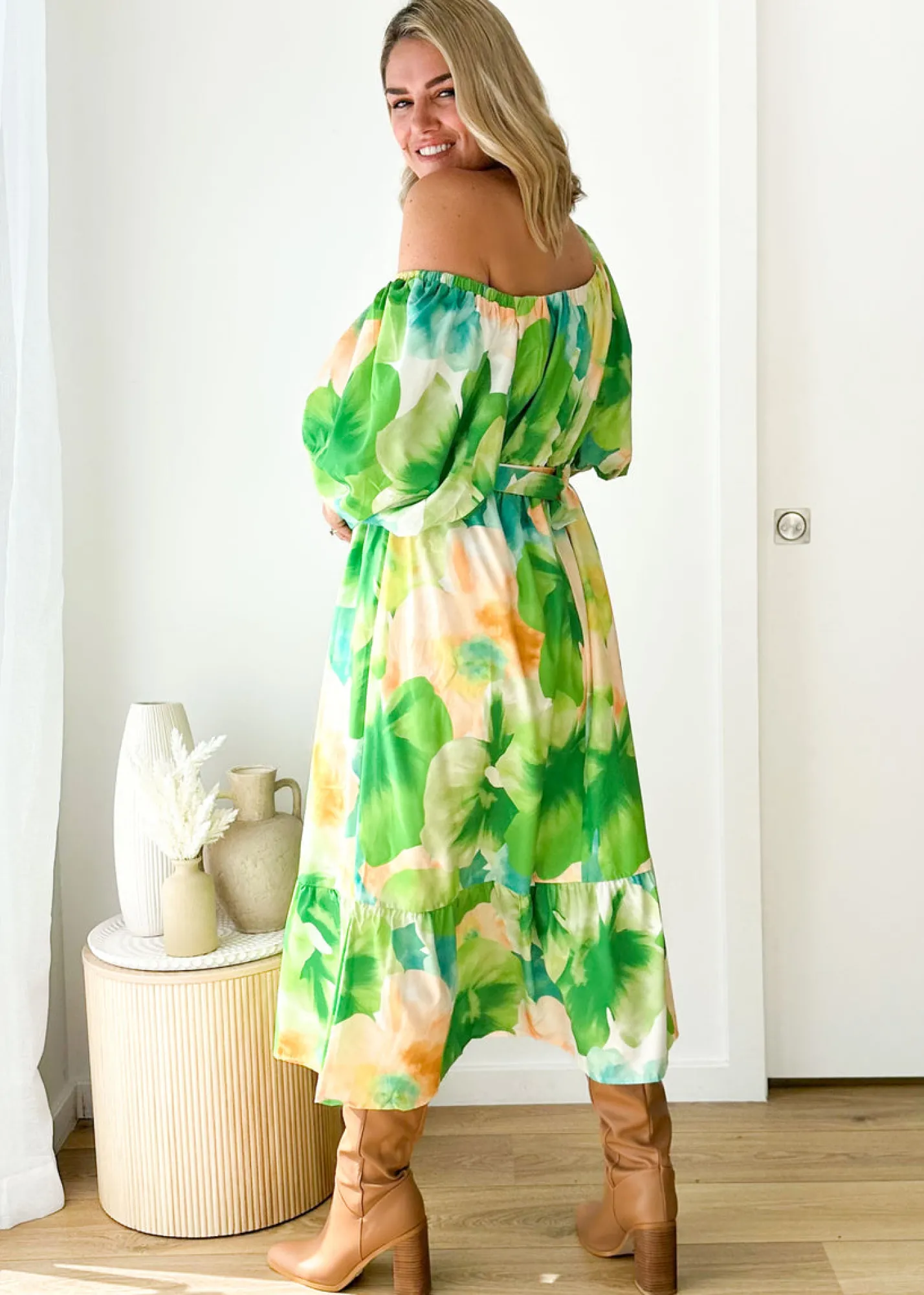 Women Gingham & Heels Midi>Zeva One Shoulder Midi Dress