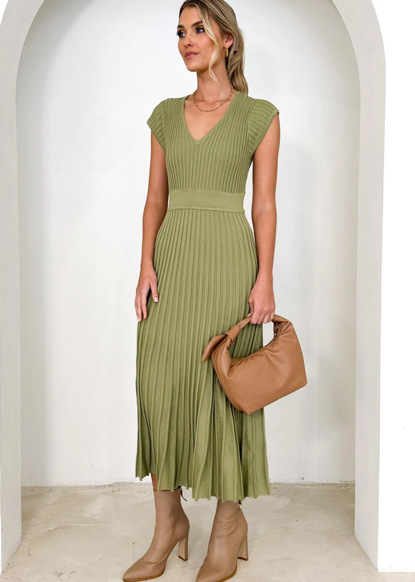 Women Gingham & Heels Knit Dresses>Zevah Knit Midi Dress