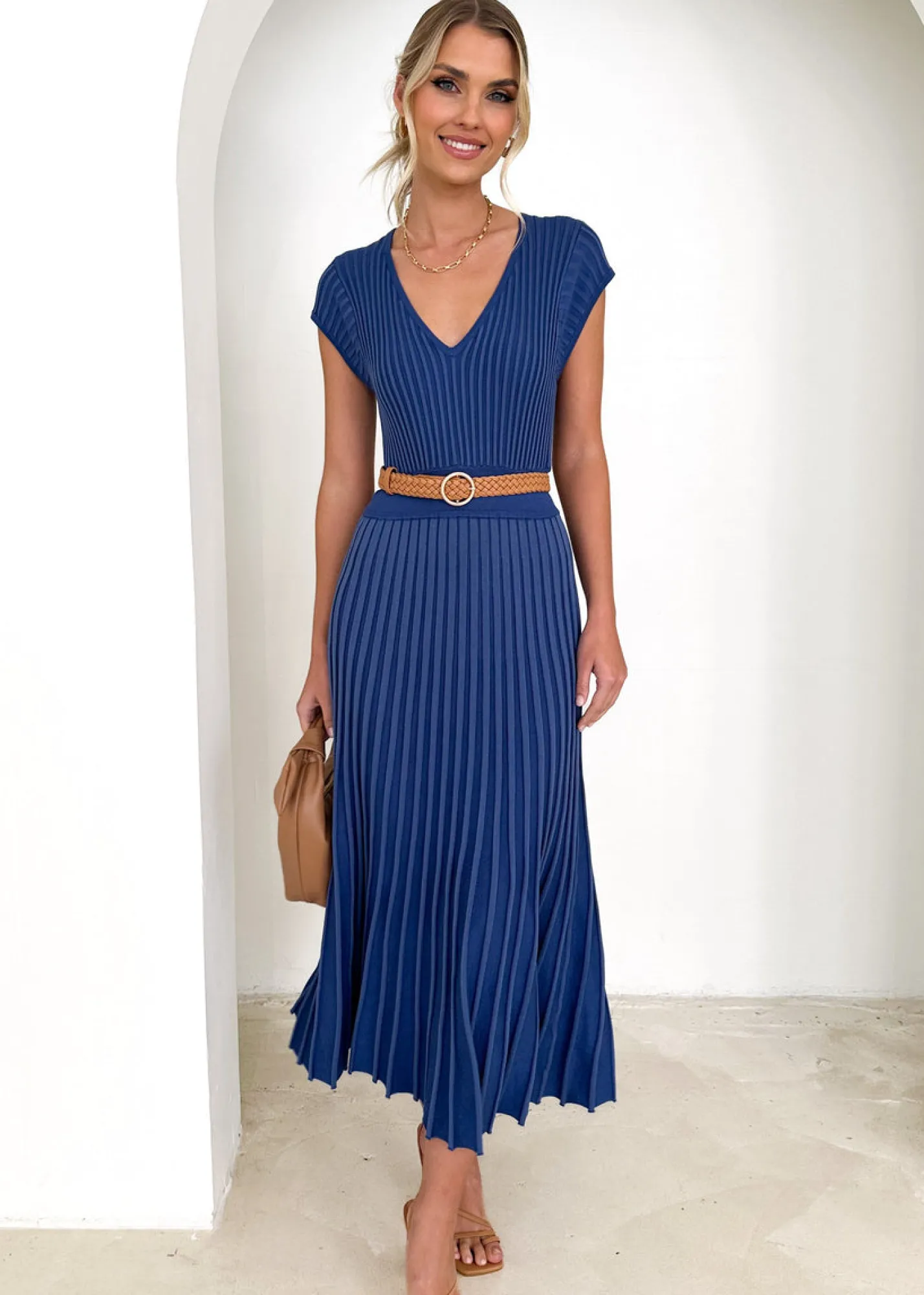 Women Gingham & Heels Knit Dresses>Zevah Knit Midi Dress