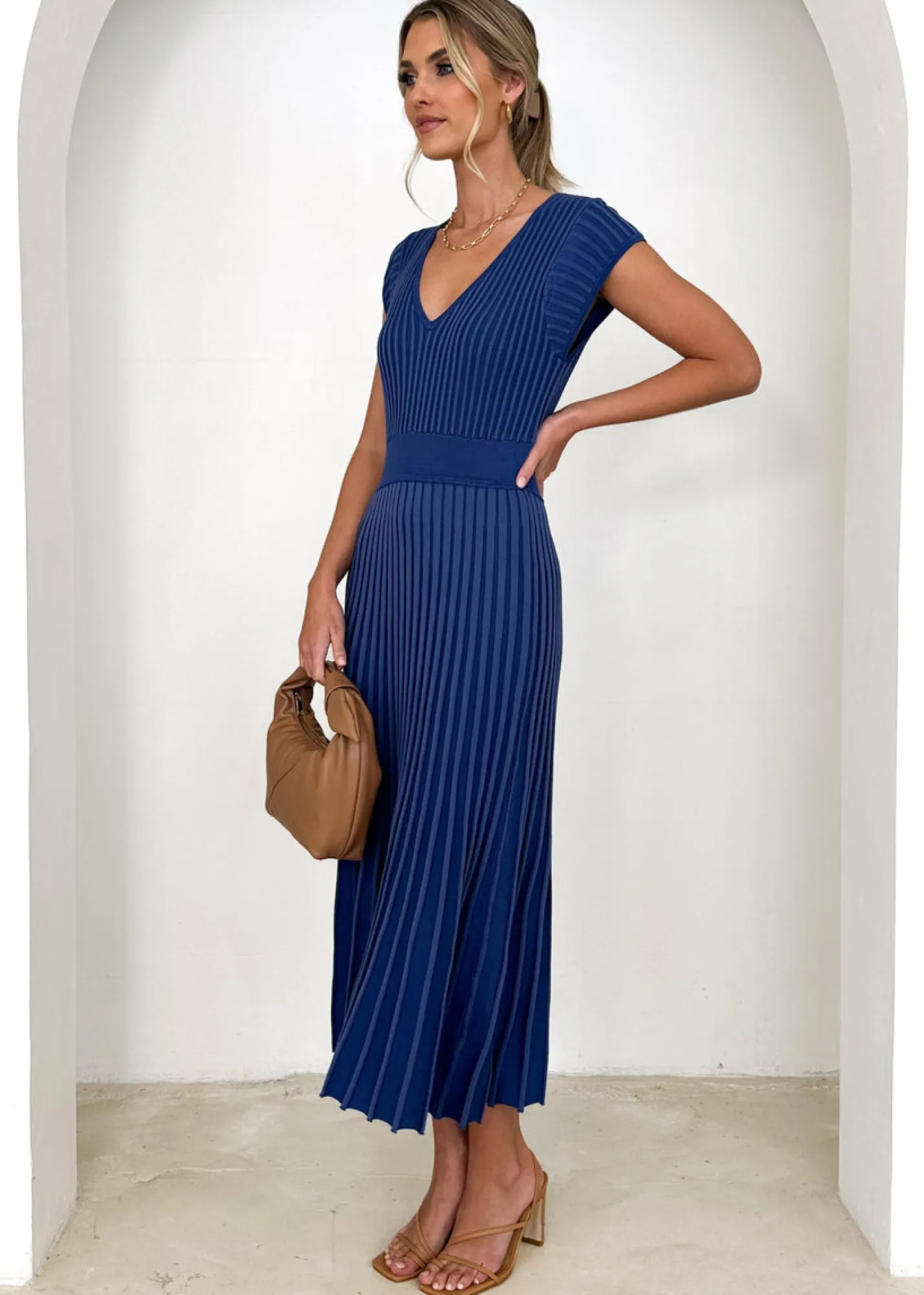 Women Gingham & Heels Knit Dresses>Zevah Knit Midi Dress