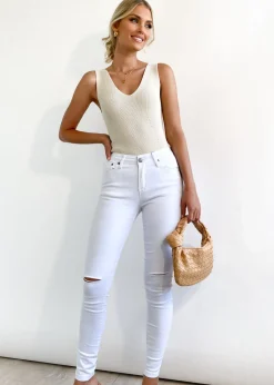 Women Gingham & Heels Jeans>Ziggy Cut Knee Jeans