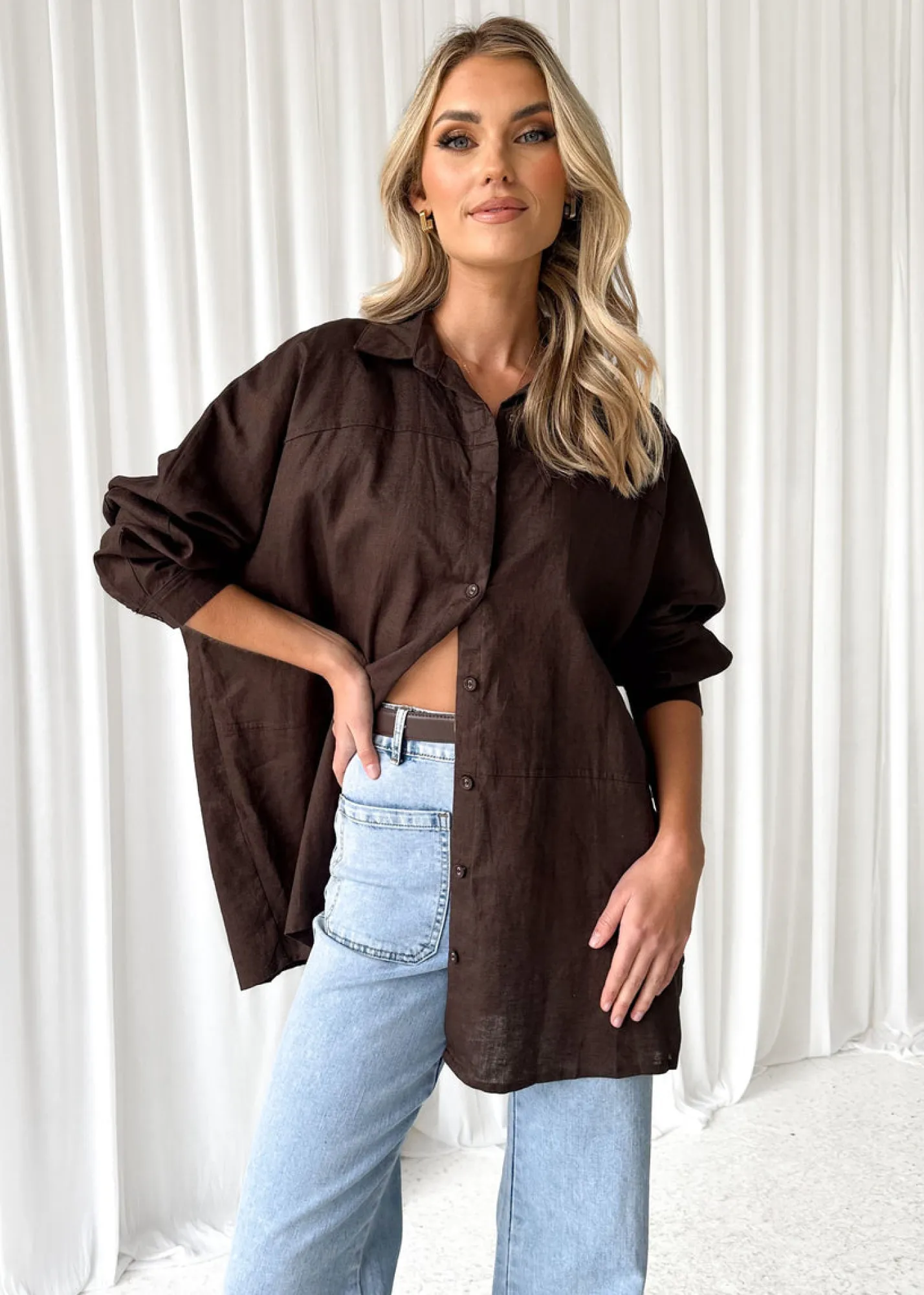 Women Gingham & Heels Sets>Zullo Linen Shirt