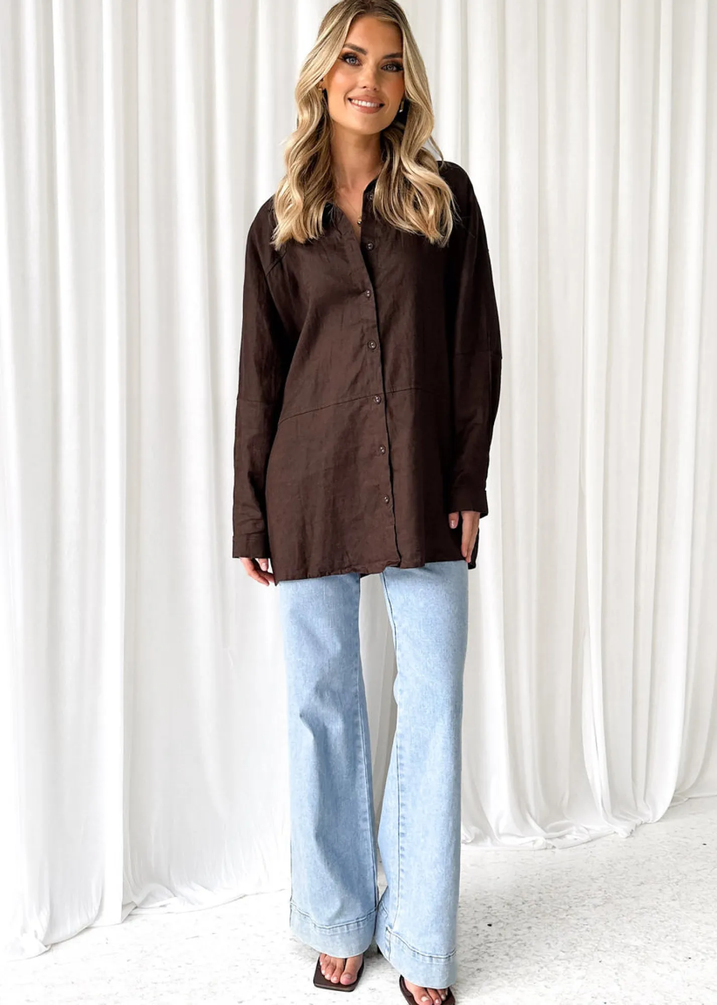 Women Gingham & Heels Sets>Zullo Linen Shirt
