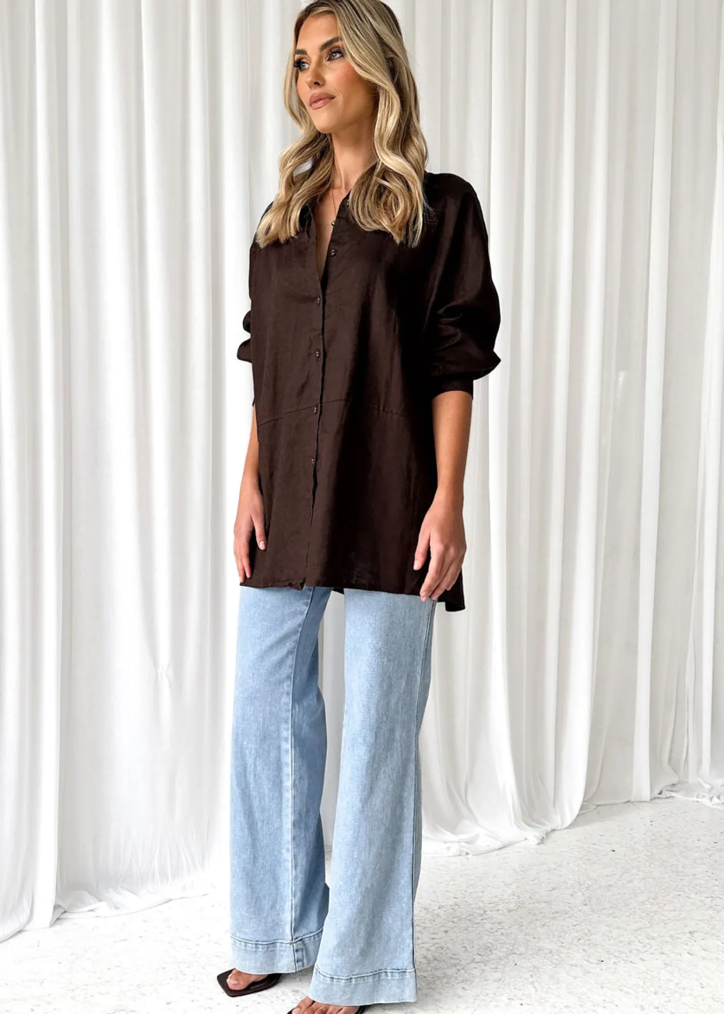 Women Gingham & Heels Sets>Zullo Linen Shirt